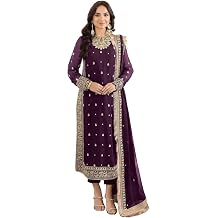 GRC Womens Straight Salwar Kameez Georgette with Embroidery Traditional Indian Pakistani Ready to Wear Dress