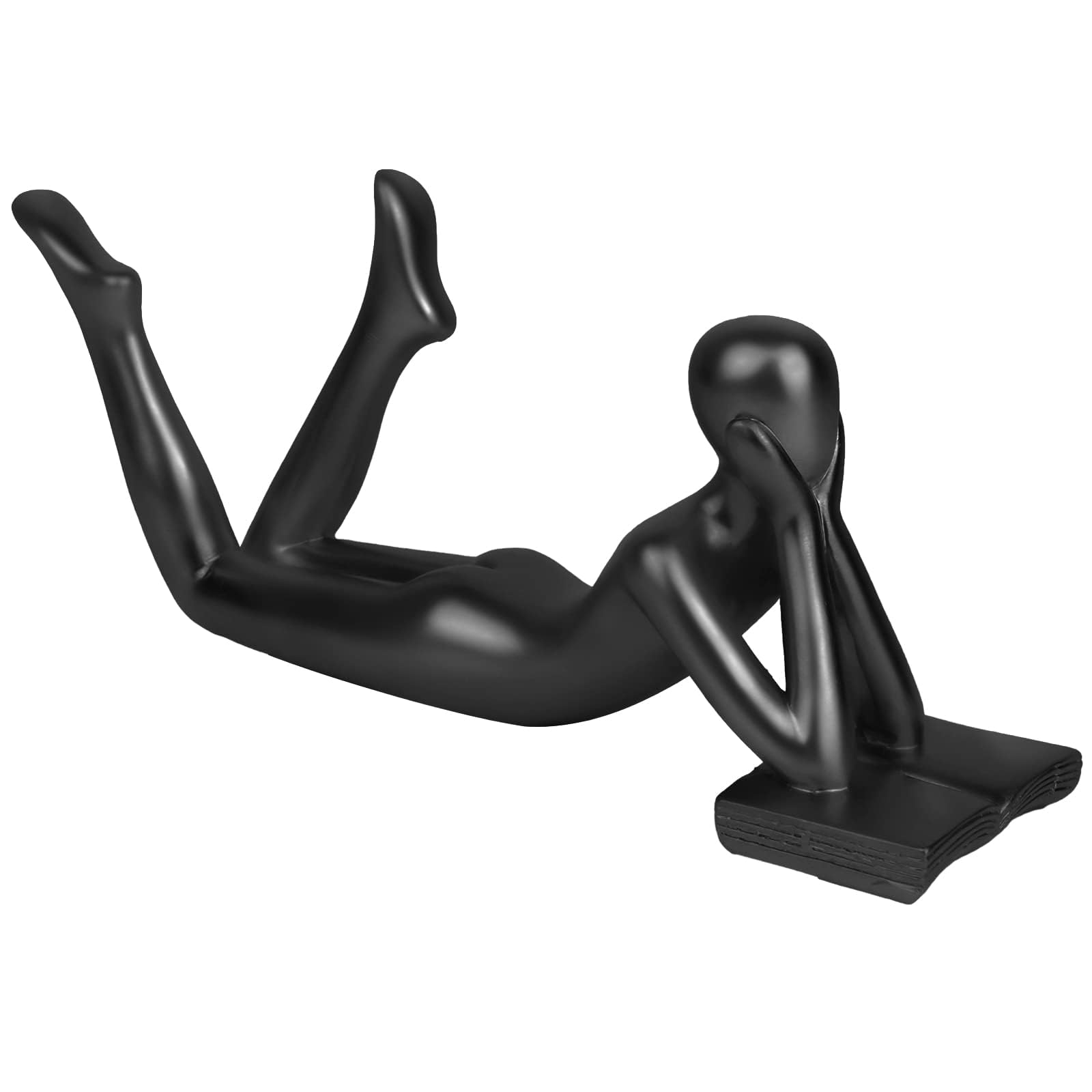Home Decor Modern Abstract Art Bookshelf Decor, Reading Figurines Decorations for Living Room Office Bedroom Coffee Shelf Table Centerpiece(Lie Prone, Black)