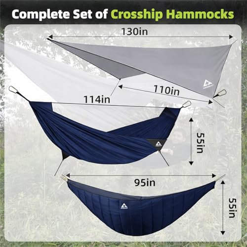 Image of Camping Hammock with Mosquito Net, Underquilt & Rain Fly Tarp