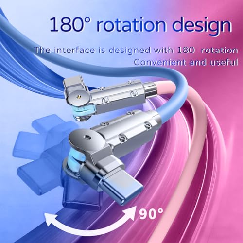 Image of USB-C to USB-C Cable 2 Pack 5ft 180Rotating Charger Cord Type C Chubby Silicone USB C to C Cable Type C Fast Charging Cord for iPhone 17 16 15 Samsung Galaxy S26 S25 S24 S23 S22,Laptops