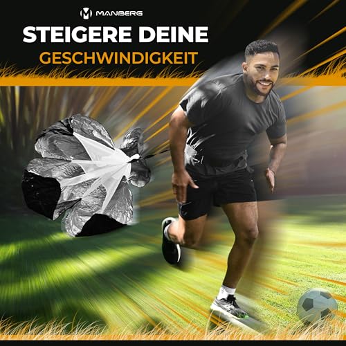 Manberg® Fußball Trainingsset Pro – Koordinationsleiter 6m, 12 Hütchen, Widerstandsschirm, Kick-Trainer – Komplettes Trainingszubehör für Kinder & Erwachsene
