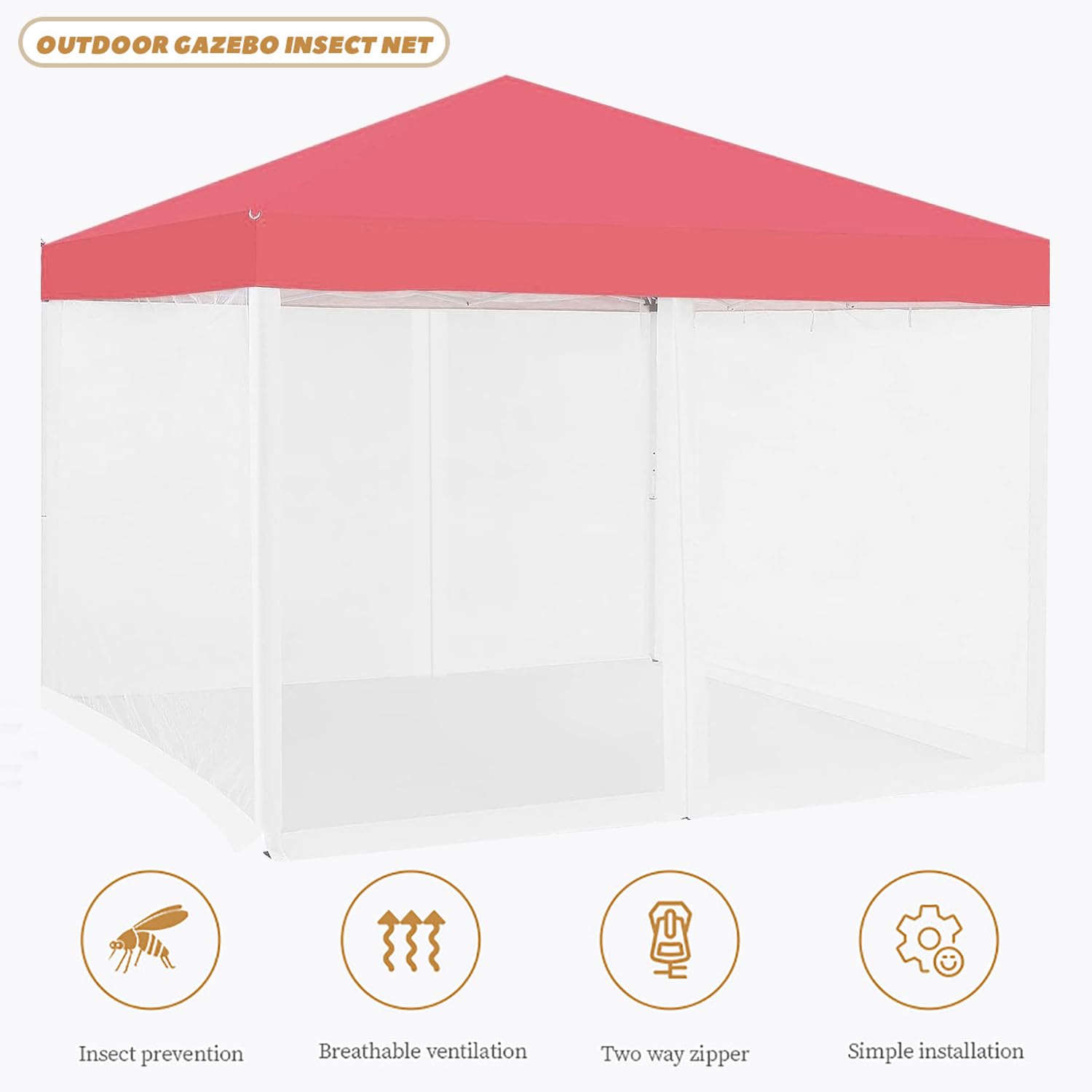 Moustiquaire de Remplacement pour Gazebo,3 x 3m