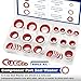 Daptemn 85PCS A/C O-Ring Assortment Kit, 6 Size Air Conditioning System Compressor Port Gasket Repairs Automotive Self-Centered Washer, Replace A/C Compressor Bonded Seal Washer (ID: 8mm-17.5mm) (Red)
