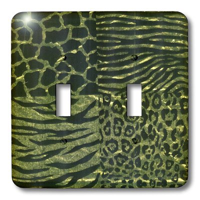 Interrupteur double imprimé animal noir doré lsp_35359_2