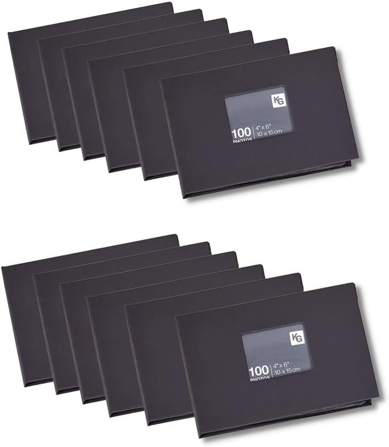 Kiera Grace 100-Pocket Simple & Classic Small Photo Album For Home & Room, 4.84"L x 7.36"W x 2.09"H To Display 100-4" x 6" Photos, 12 Pieces, Black
