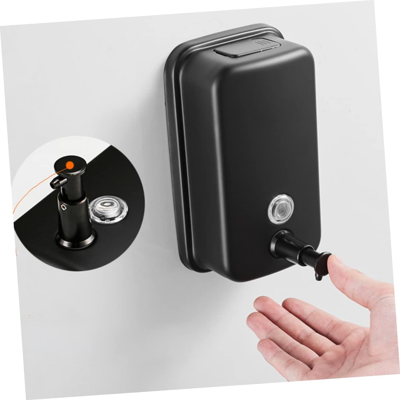 1pc Wall-Mounted Soap Dispenser Stainless Soap Container for Bathroom and Kitchen Refillable for Shampoo Conditioner and Shower Gel Black