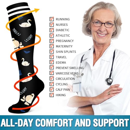 Image of Bluemaple 6 Pack Copper Compression Socks for Women and Men Circulation-Best Support for Medical, Running,Nursing,Athletic