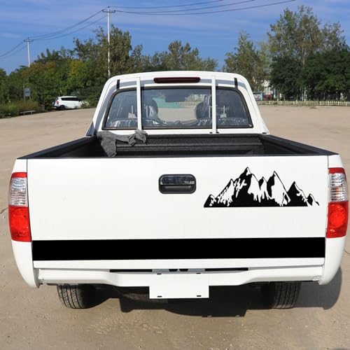 Image of RUIANTE Truck Tailgate Wraps Stickers Decals Pickup Tailgates Car Rear Gate Decals Mountain Pattern Graphics Vinyl Stickers Car Decals Long Stipe for Car Pickups Trucks Trunk (2PC Black)