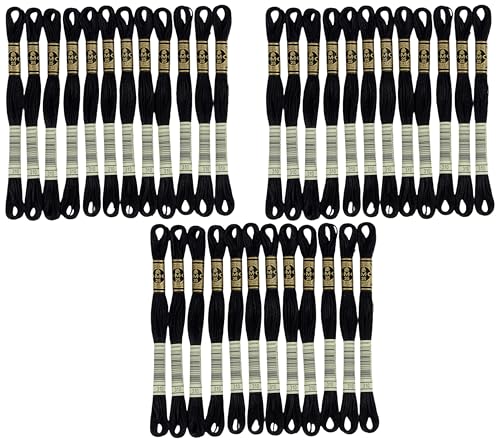 Image of DMC 6-Strand Embroidery Cotton Floss, Black (117-310) (Pack of 3)