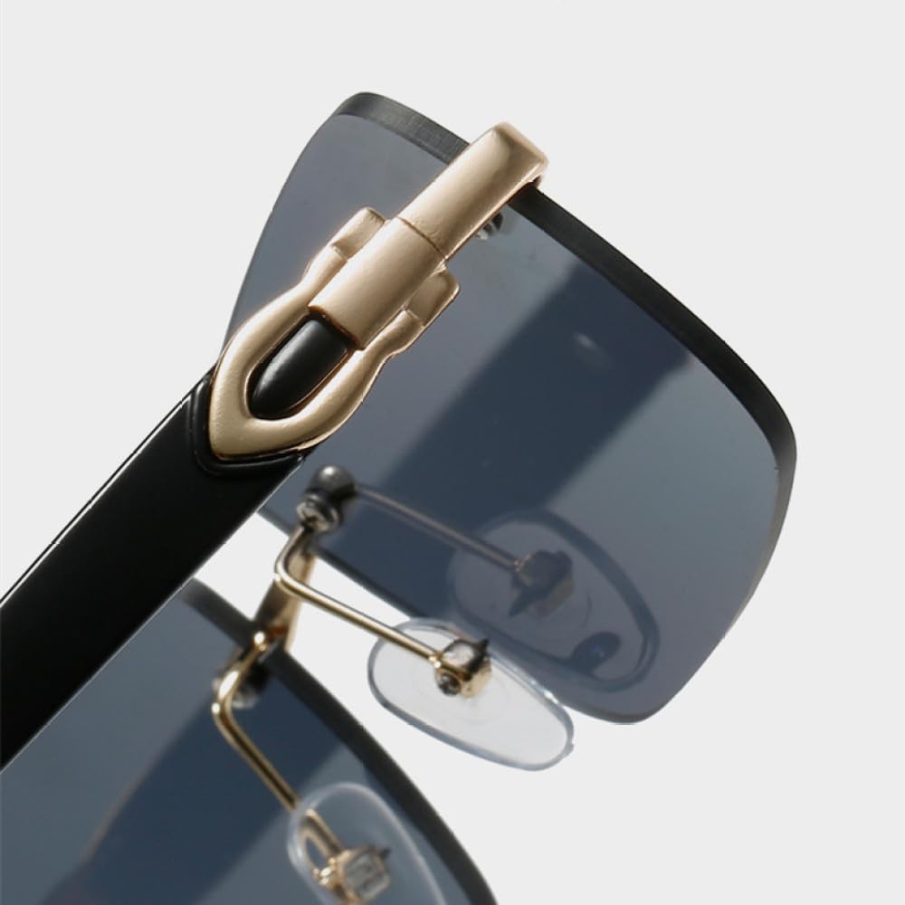 Klassische randlose Sonnenbrille für Damen, Metall, quadratisch, rechteckig, Sonnenbrille für Damen
