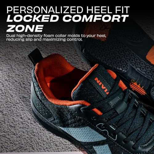 Image of Nivia Glister 2.0 Badminton Shoes for Men | Your Ultimate Companion for Superior Court Performance | Badminton Sports Shoes | Best Non Marking Court Shoes | (Grey /Orange /Red)