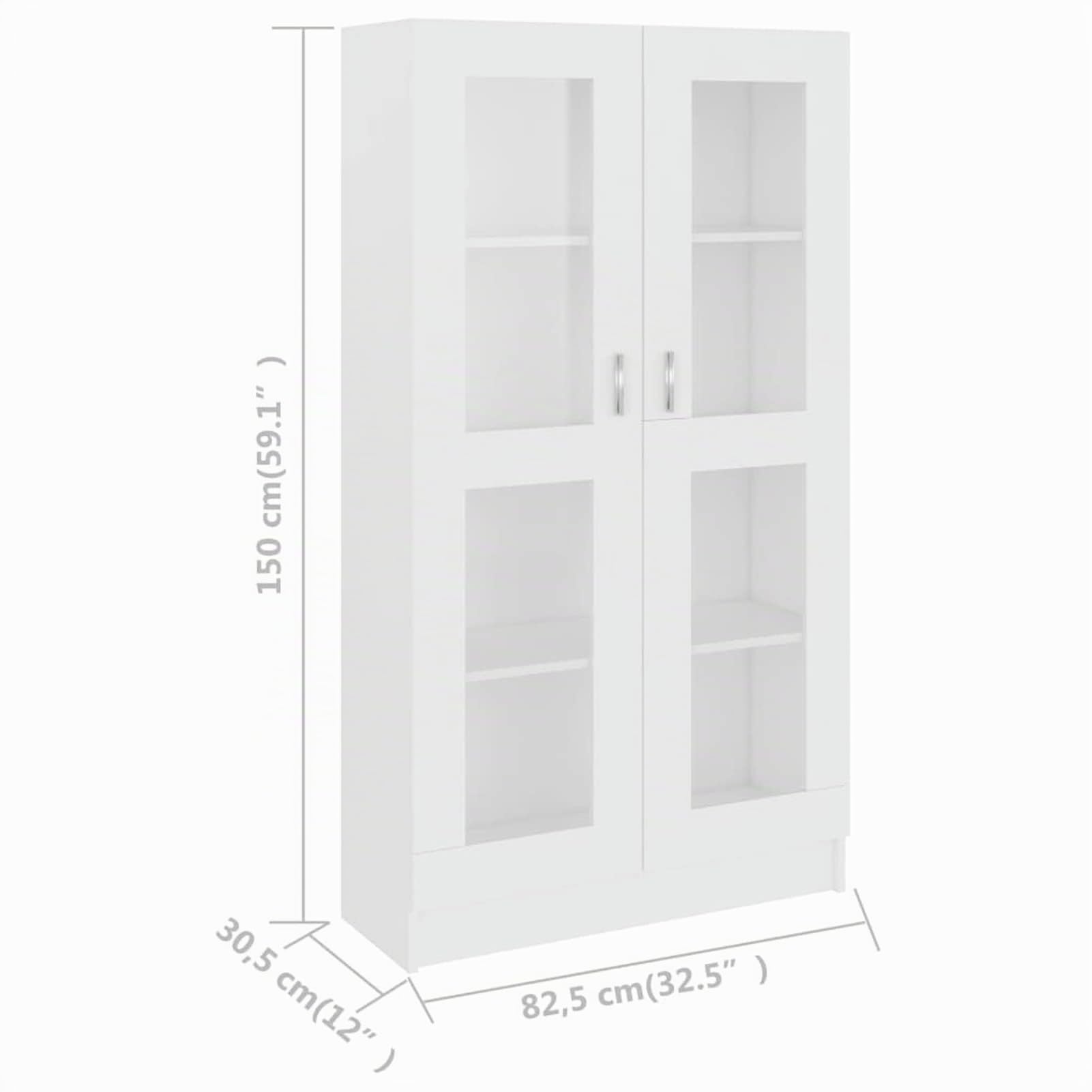 Festnight Vitrinenschrank Bücherschrank Mit Glastüren Aktenschrank Glastür Glasvitrine Hochschrank Stehend Vitrine Schrank Weiß 82,5 x 30,5 x 150 cm Holzwerkstoff