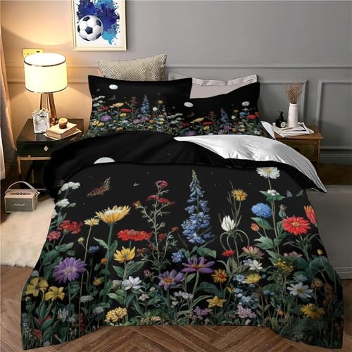 Housse de couette fleurs 3D抗皱免烫单人被套140x200cm微纤维隐形拉链床品