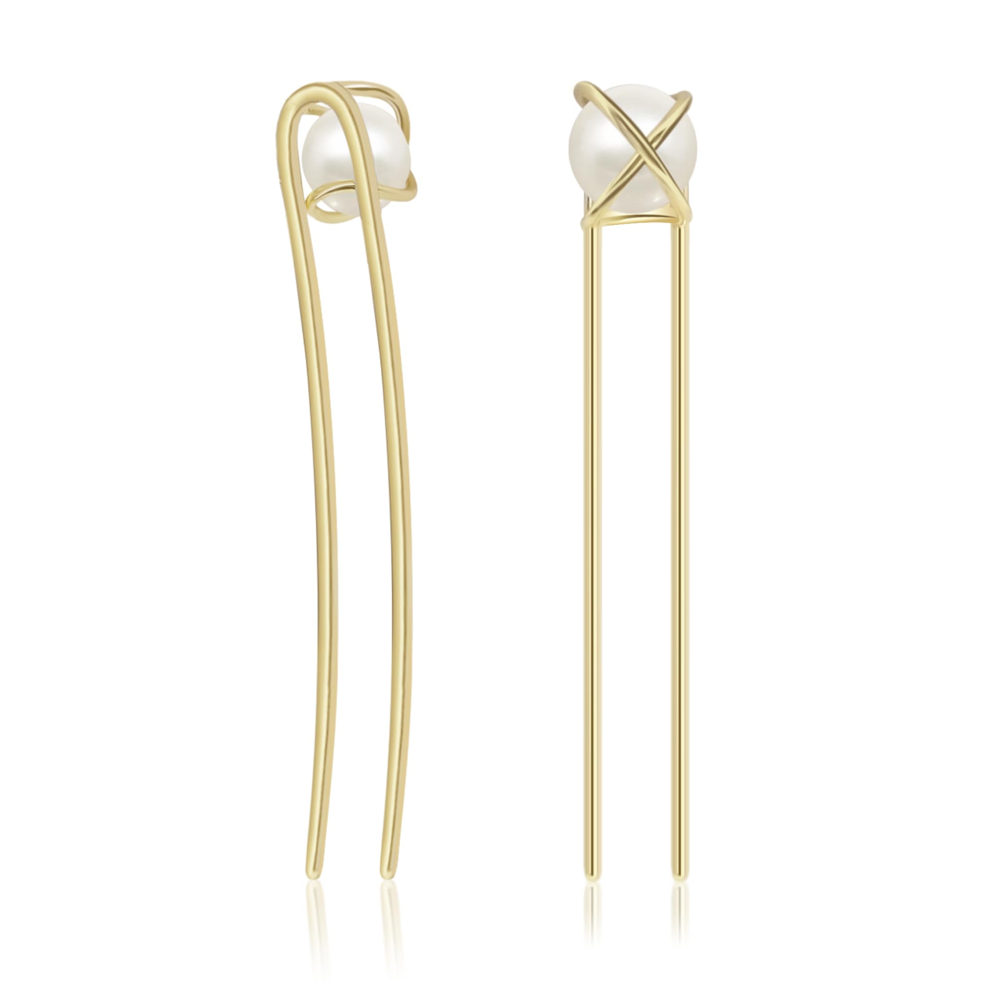 Sanas Hair Accessories For Women Wedding (1Pc) Pearl U Pins For Stylish Braid Hair Accessories For Women (1Pc) (Golden)