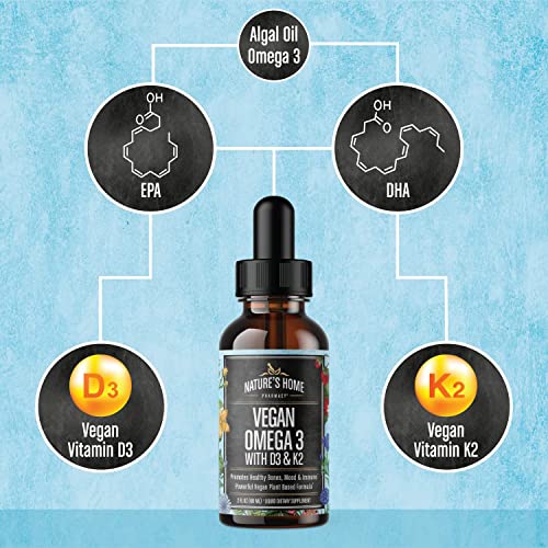 Vegan Omega 3 Liquid Orange Flavor Omega Three Drops For Adults, Kids Carrageenan Free Supplement With 300Mg Dha And 150Mg Of Epa, 5000 Iu Of Vitamin D3 & K2, All Ingredients 100% Vegan 60 Days… #TOP2