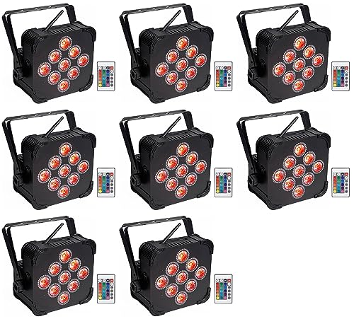 Rockville Best PAR 60 Rechargeable Par Can Wash Light with Wireless DMX, RGBWA+UV Color Mixing for DJ Events and Stage Lighting, 8 Pieces