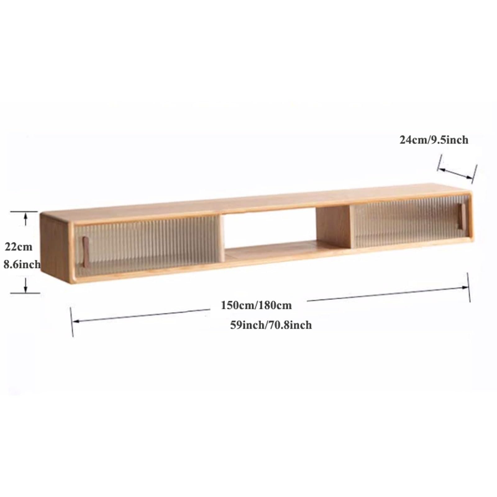 Meuble TV Mural Suspendu Console TV Flottante 59''/70'', Support Flottant Mural Centre multimédia(Walnut,150cm)