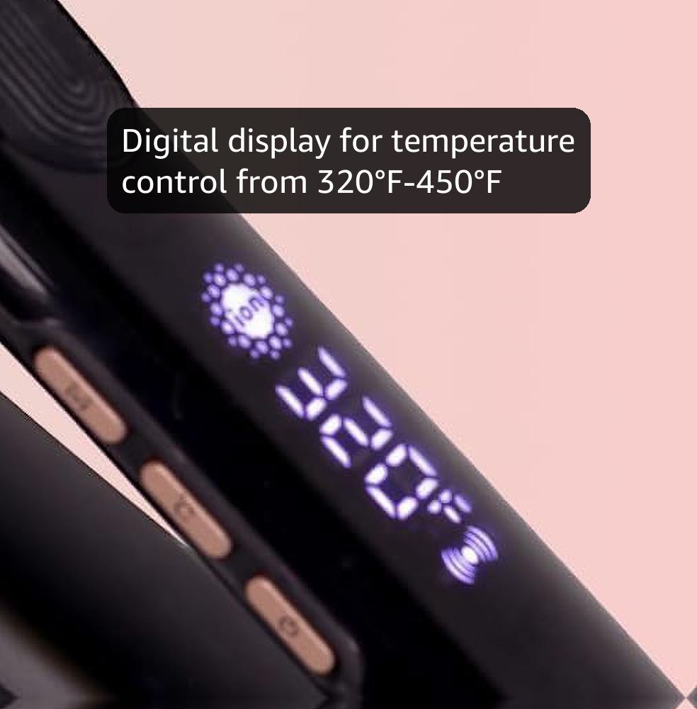 ELLA BELLA® Titanium Flat Iron Hair Straightener (with Infrared) • Professional Straightening Iron • Digital Display to Accurately Control Temperature • As Featured in Good Housekeeping