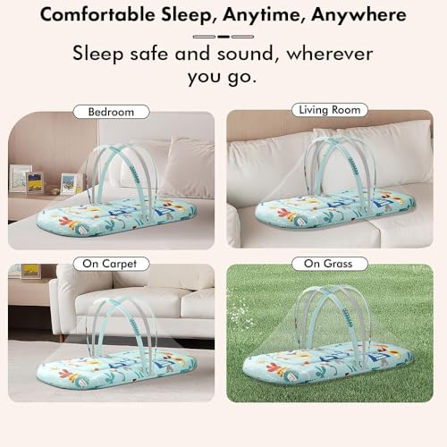 Image of StarAndDaisy 3 in 1 Baby Mosquito net /Nest for Sleeping - Mosquito net for Newborn Baby /Toddler -Soft & Comfortable Bed, Washable Design for 0-12 Months Baby -Aqua Print