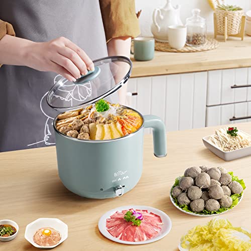 Bear Electric Hot Pot, Rapid Noodles Cooker, 1.2L Electric Pot For Ramen, Shabu Shabu, Egg, Dumplings, Soup, Porridge, Oatmeal With 2 Power Setting, Over-Heating&Boil Dry Protection #TOP5