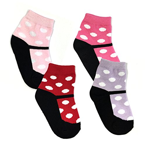 Bowbear Toddler Girls 4 Pair Non-Skid Polka Dot Mary Jane Socks #TOP8