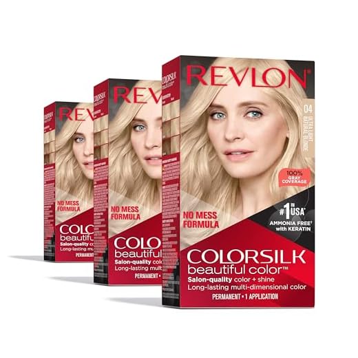 Permanent Hair Color by Revlon, Permanent Blonde Hair Dye, Colorsilk with 100% Gray Coverage, Ammonia-Free, Keratin and Amino Acids, Blonde Shades (Pack of 3)