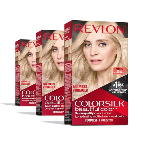 Revlon Colorsilk Beautiful Color Permanent Hair Color, (OLD VERSION) 04 Ultra Light Natural Blonde (Pack of 3)