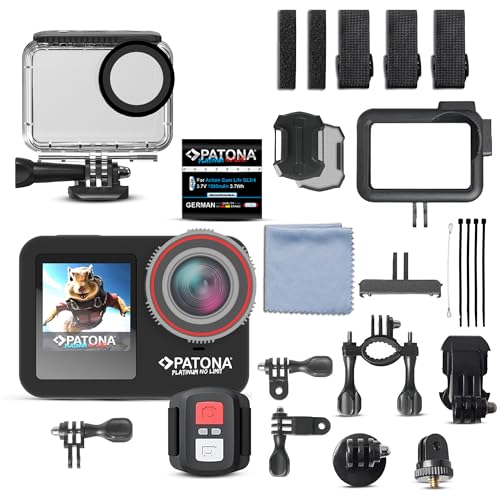 PATONA Action Cam Life SL5 | 6K 90fps 64MP EIS | 170° Weitwinkel Videokamera | Dual Screen Kamera | Fernbedienung | Bis 30m Unterwasserkamera | Lautsprecher | WLAN-App mit vielen Zubehörteilen