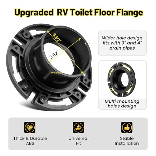 Image of Oyviny RV Toilet Flange and Seal Kit Replacement for Dometic 300 310 320 Series, 3 inch Floor Flange with Gasket and Flush Ball Seal, Replaces 385345892 385311652 385311658