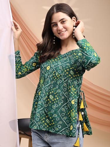 Image of Youthnic Women's Poly Rayon Printed Alia Cut Peplum Top | Top for Office | Women's Tunics | Short Kurti Women| Regular Fit