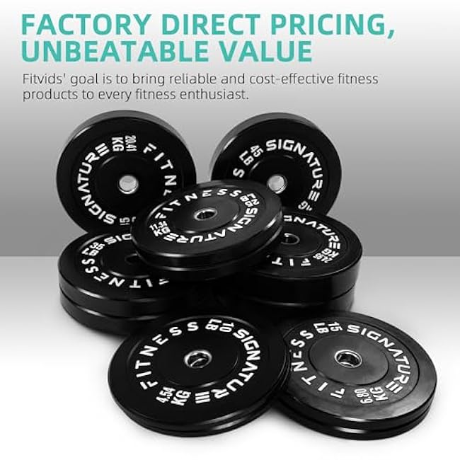 Olympic 2 Bumper Plates Set Including 160LB Weight Plates Set & 7FT Olympic Barbell Bar(205 Pounds Total), Multiple Packages