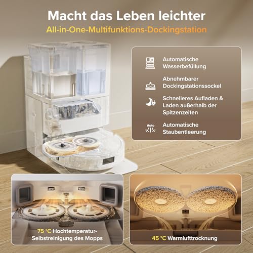 roborock Qrevo S Pro Saugroboter mit Wischfunktion, 18.500 Pa Saugkraft – Ansicht 2