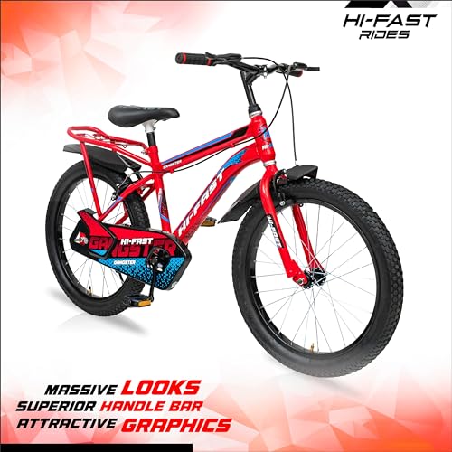 Image of HI-FAST Gangster 20T Cycle for Boys & Girls 7 to 10 Years with Tyre-Tube & Side Stand (Semi-Assembled) 20 Inches,Road Bike, Rigid