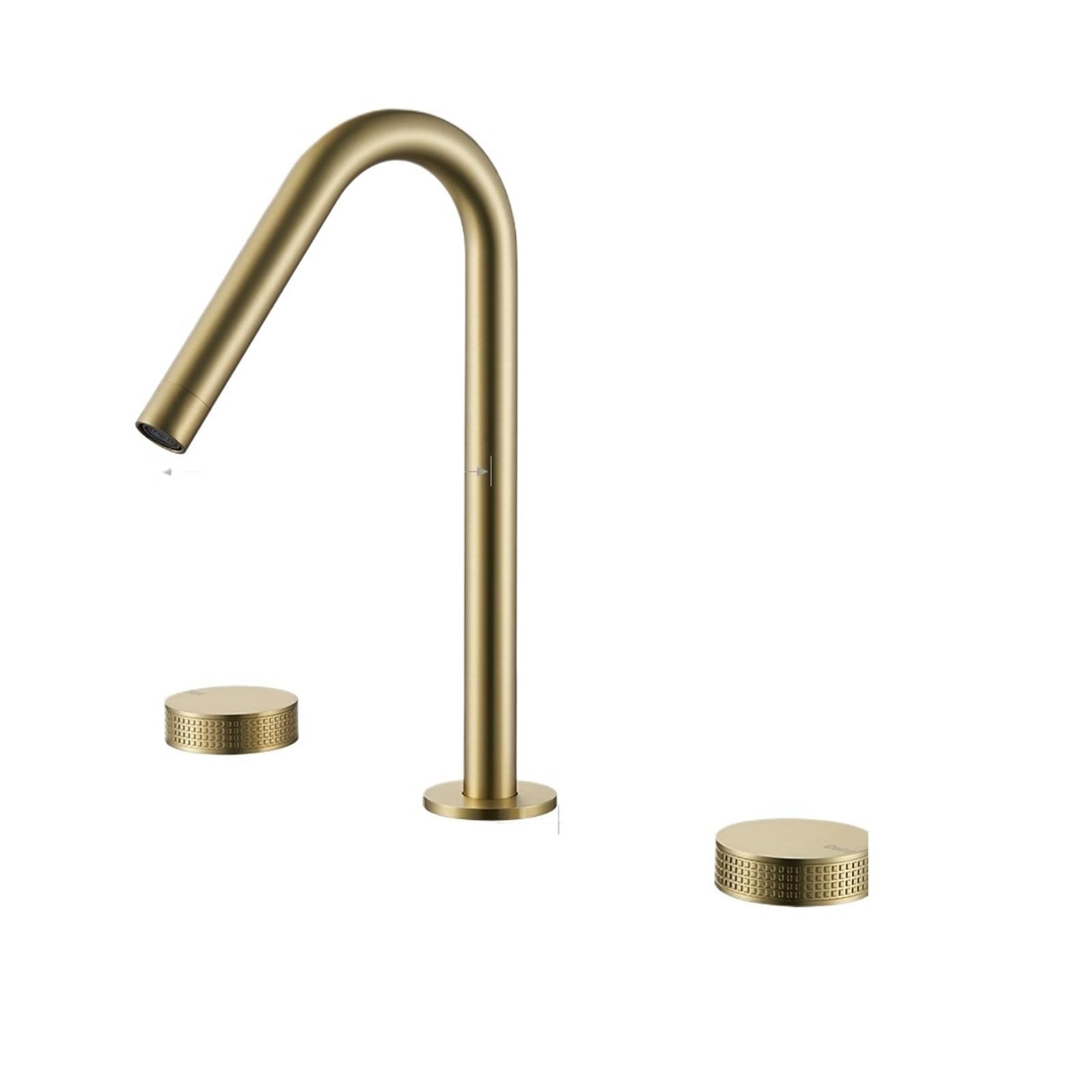 Grifo de Lavabo Negro Mate de 3 uds., Mezclador de Fregadero frío y Caliente, Montaje en encimera, Mango Doble moleteado, Grifo de 3 Agujeros, Kit de Grifo de baño(1733D-BG)