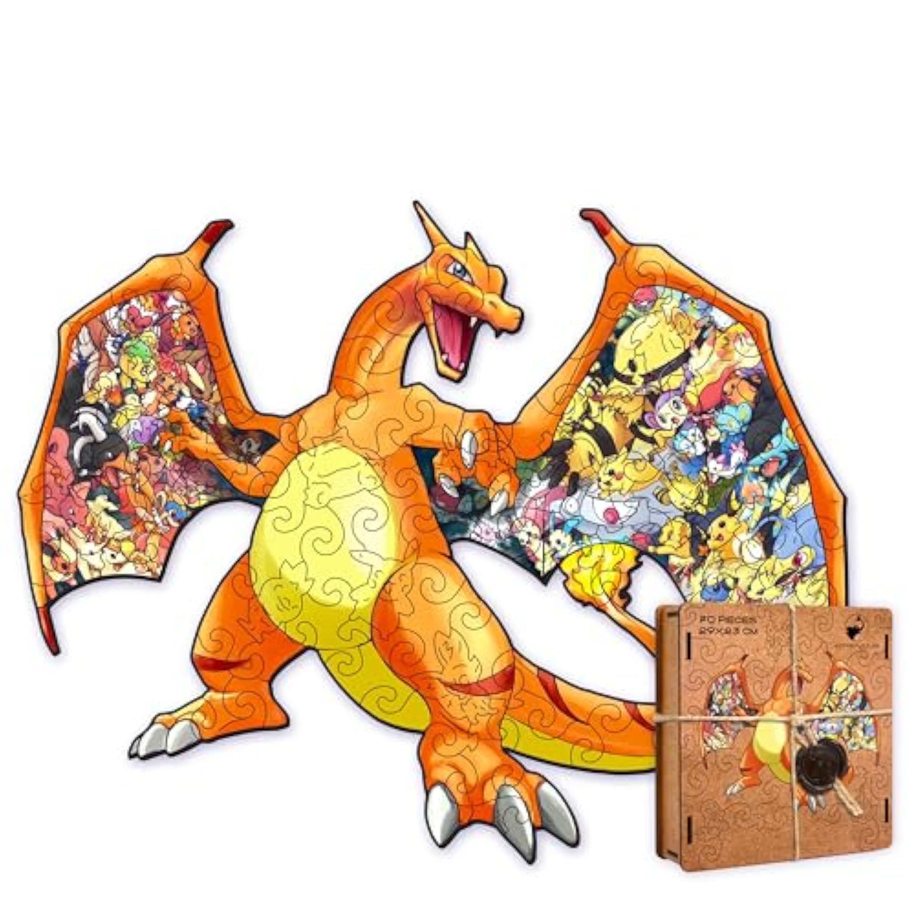 ACTIVE PUZZLES Puzzle de Madera Anime Japones con Piezas de Diferentes Diseños 24 x 26 cm 70 Piezas (Lizardon)