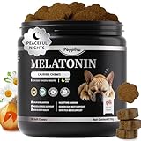 POPPAW Melatonin for Dogs, Calming Chews with Valerian Root & L-Theanine for Sleep Aid & Emotional Support, Calming Treats for Stress Anxiety Relief - Thunder, Fireworks, Barking, Bacon Flavor, 90Ct