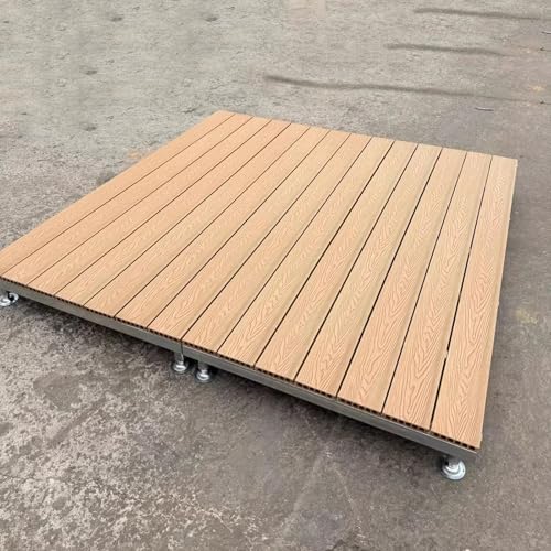 GY8PKVWKWQ Floating Deck Kit - Modular Outdoor Wood Composite Platform, Freestanding Low Profile Patio Deck, Weather Resistant DIY Decking For Backyard, Lawn & Garden(Teak color)