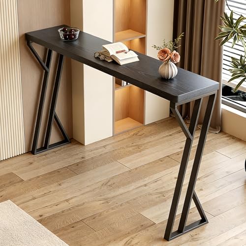 Narrow Solid Wood Bar Table - Long Kitchen Dining Counter for Entryway & Dining Room, Modern Rustic Design, Space-Saving Furniture, Perfect for Small Spaces