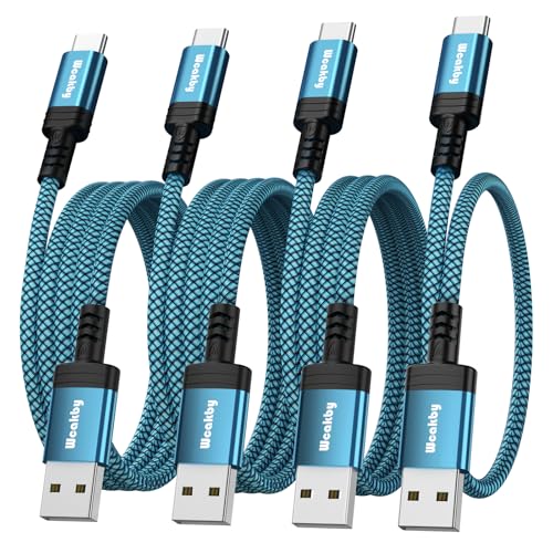 Image of USB C Charger Cable 4-Pack,USB A to USB C Cable Nylon Type C Charger Cable Fast Charging Compatible for iPhone 16 15 Plus Pro Max,Samsung S24 S23 S22 S21[0.5M+1M+2M+2M]
