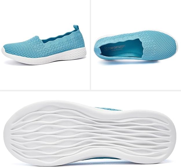 Image of Puxowe Women's Slip-On Walking Shoes | Lightweight Knit Sneakers with Memory Foam Insole, Breathable & Wide Fit Available for Daily Walking, Casual & Travel