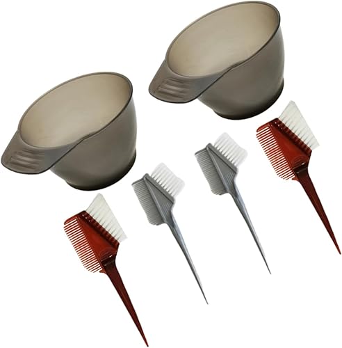 6pcs Hair Coloring Tools Set Professional Hair Dye Bowl Tinting Bowls Comb Set No Mess Reusable Random Style