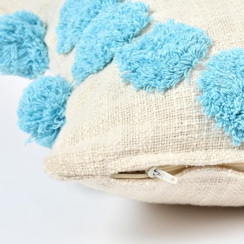 Image of Furnistitchs Premium Decorative Throw Cushion Pillow Cover Boho Home Decor - Living Room Bedroom Couch Sofa Cushion Covers 16 inch x 16 inch (2, Sky Blue Circles)