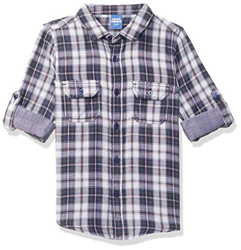 Image of Amazon Brand - Jam & Honey Boy's Regular Button Down Shirt (PAG-127 Grey 2 3-4 Years)