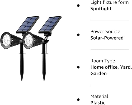 Miniatura 7 de Foco solar de 7 luces LED 2 en 1, impermeables, solares ajustables para exteriores, césped, jardín, patio, terraza, entrada (paquete de 2)