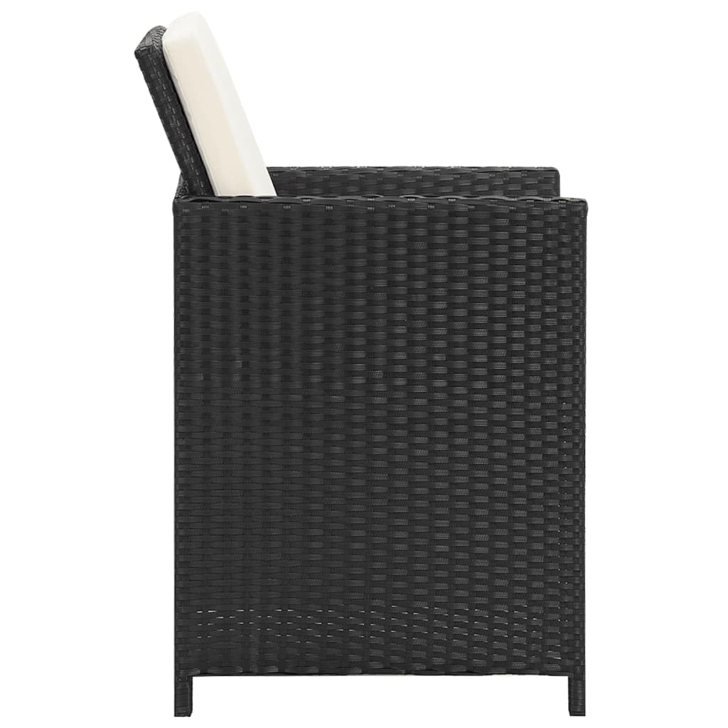 vidaXL 4X Chaises de Jardin Fauteuils de Patio Chaises de Salle à Manger d'Extérieur Sièges à Dîner de Terrasse Résine Tressée Noir