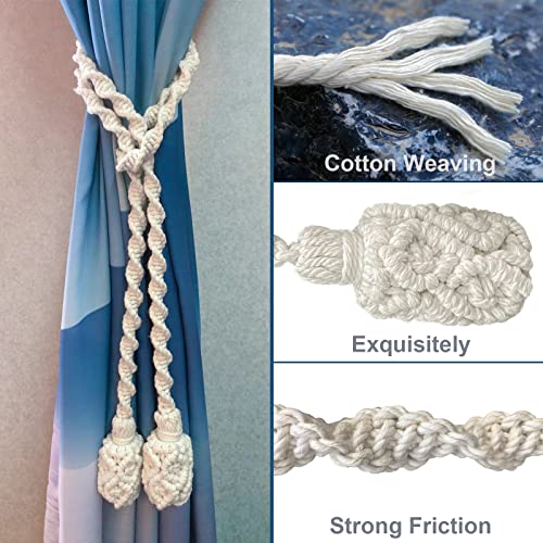 Curtain Tiebacks, 2 Pack Cotton Cord Curtain Ties Handmade Braided Curtain Holdbacks for Home Curtain Decorative Window Drape TieBacks - Image 2