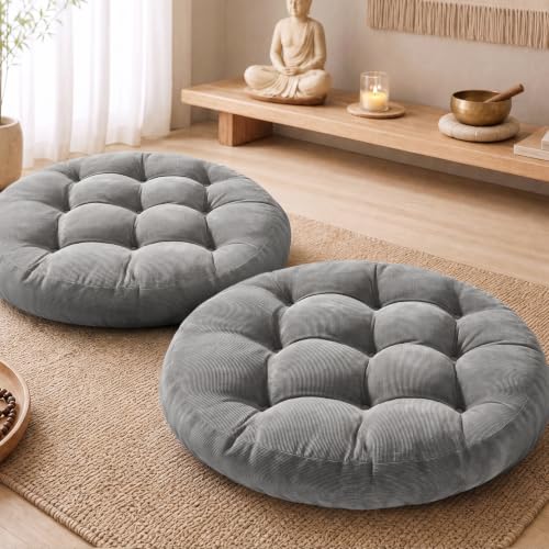 Meditation Cushions Set of 2, Large Floor Pillow for Adults, 22 Inch Round