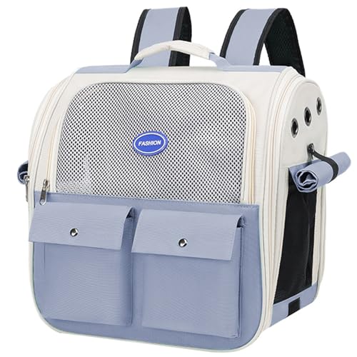 【超軽量】ペットバッグ 猫キャリーバッグ ペットケース 避難 災害 おしゃれ ペットキャリーバッグ ペットリュック ソフトペットキャリー 布製メッシュ ペットケース お出かけ 猫 犬 リュック 飛び出し防止 キャリーバッグ 旅行 通院 (ブルー)