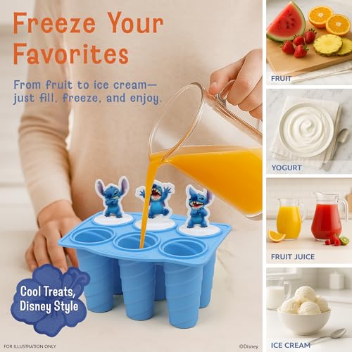 Image of Disney Stitch Silicone Popsicle Molds with Sticks, 6-Cavity, BPA-Free