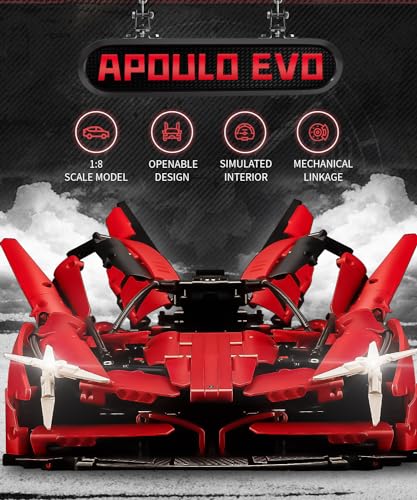 DOSCOR Apello EVO Sports Car Building Kit,1:8 Scale Technical Super Car Building Blocks Set for Adults,Men&Teens,Adult Collectible Model and Engineering Toy(3669+ Pcs)